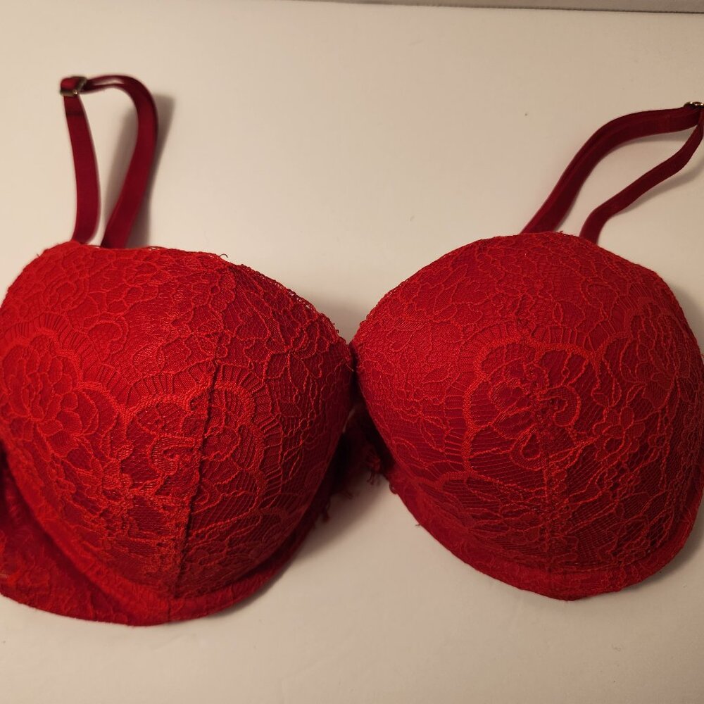 Victoria's Secret Dream Angels Red Lace Underwire Push Up Bra Women Size 34C
